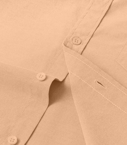 Orange Cream Cotton Solid Half Sleeves Shirt