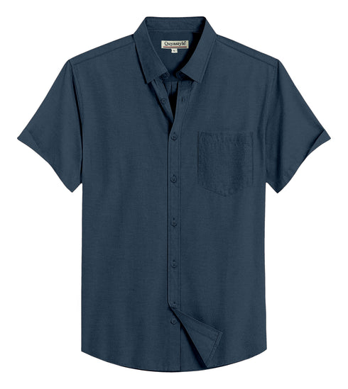 Pearl Blue Cotton Solid Half Sleeves Casual Shirt
