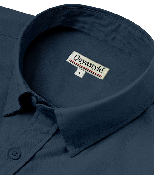 Pearl Blue Cotton Solid Half Sleeves Casual Shirt