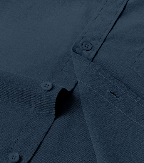 Pearl Blue Cotton Solid Half Sleeves Casual Shirt