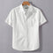 Off White Linen Cotton Regular Fit Plain Half Shirt