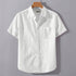 Off White Linen Cotton Regular Fit Plain Half Shirt