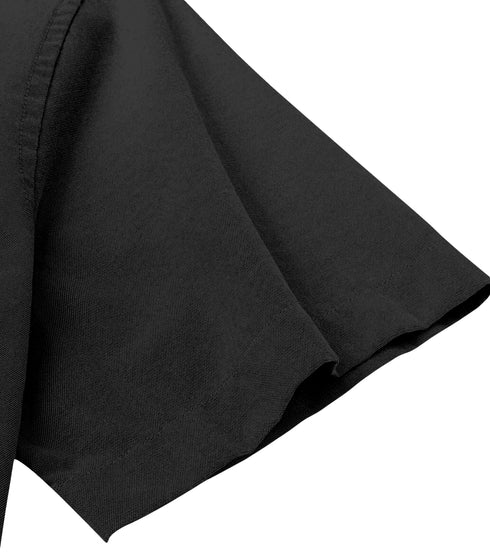 Men's Black Cotton Solid Half Sleeves Shirt