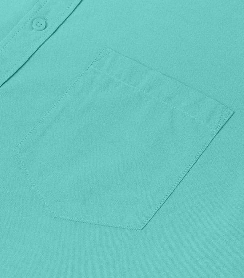 Aqua Green Cotton Solid Half Sleeves Shirt