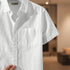 Off White Linen Cotton Regular Fit Plain Half Shirt
