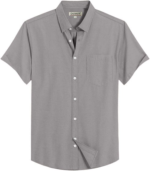 Dark Grey Cotton Solid Half Sleeves Shirt