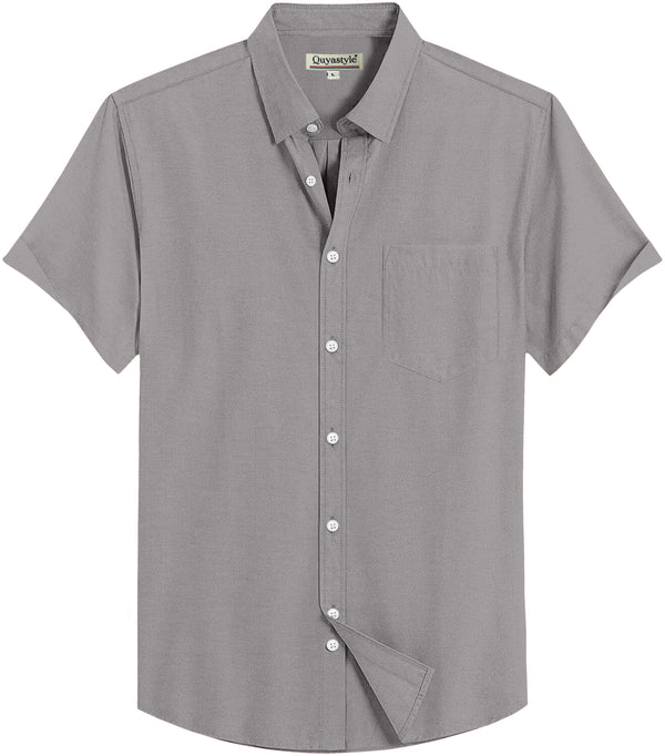 Dark Grey Cotton Solid Half Sleeves Shirt