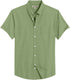 Military Green Cotton Solid Half Sleeves Shirt