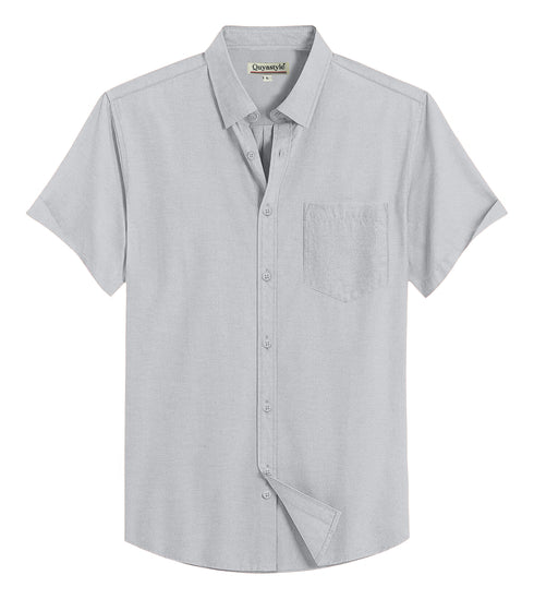 Men's Grey Cotton Solid Half Sleeves Shirt