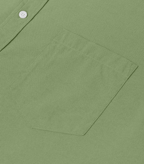 Military Green Cotton Solid Half Sleeves Shirt