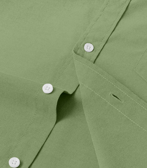 Military Green Cotton Solid Half Sleeves Shirt