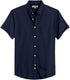 Navy Blue Men's Cotton Solid Half Sleeves Casual Shirt