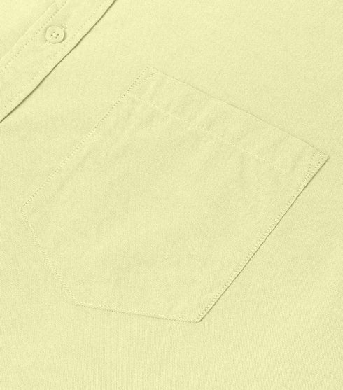 Light Yellow Cotton Solid Half Sleeves Shirt