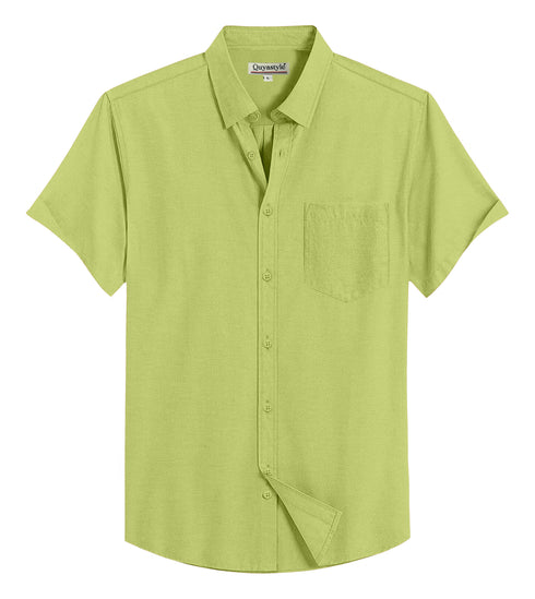 Perrot Green Cotton Solid Half Sleeves Shirt