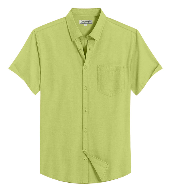Perrot Green Cotton Solid Half Sleeves Shirt
