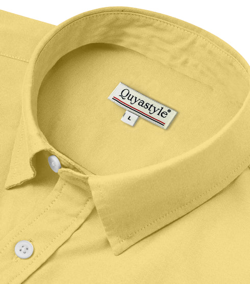 Yellow Cotton Solid Half Sleeves Shirt