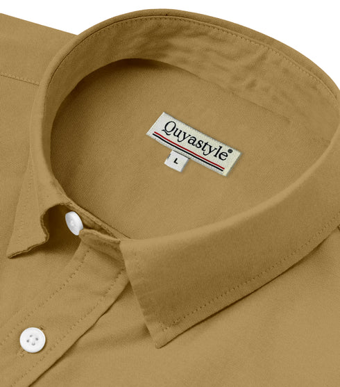 Khaki Green Cotton Solid Half Sleeves Shirt