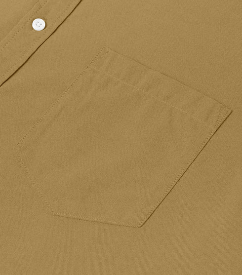 Khaki Green Cotton Solid Half Sleeves Shirt