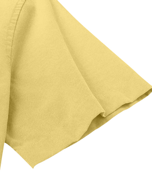 Yellow Cotton Solid Half Sleeves Shirt