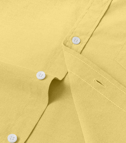 Yellow Cotton Solid Half Sleeves Shirt