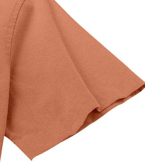 Orange Cotton Solid Half Sleeves Shirt