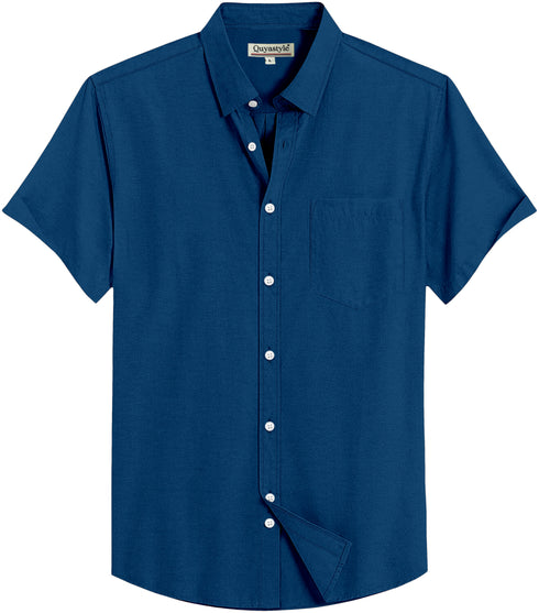 Royal Blue Cotton Solid Half Sleeves Shirt