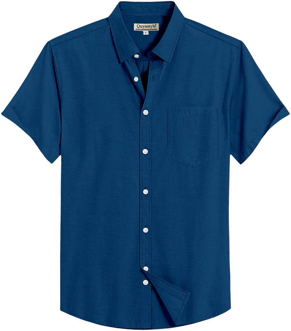 Royal Blue Cotton Solid Half Sleeves Shirt