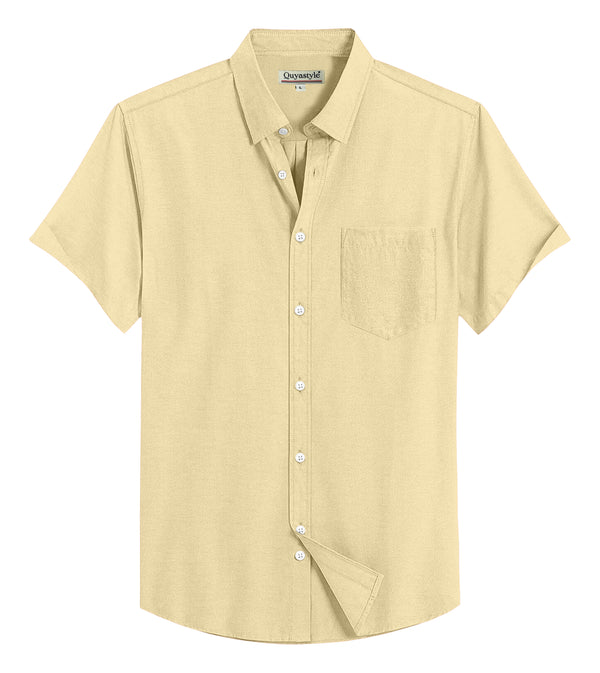 Oyster White Cotton Solid Half Sleeves Shirt