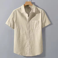 Beige Oxford Regular Fit Plain Shirt Half Sleeves