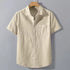 Beige Oxford Regular Fit Plain Shirt Half Sleeves