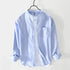 Sky Blue Chinese Collar Linen Slub Cotton Shirt
