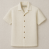 Cuban Collar Linen Half Shirt