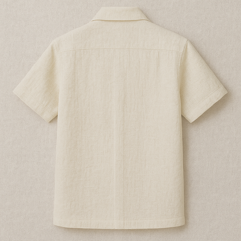 Cuban Collar Linen Half Shirt