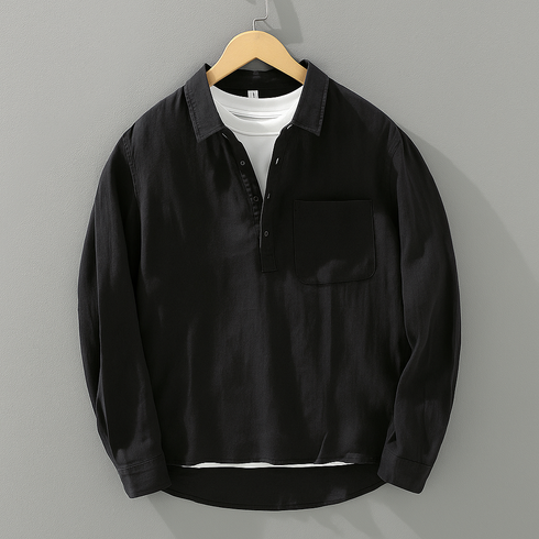 Black Linen Cotton Full Sleeves Regular Fit Kurta Shirts