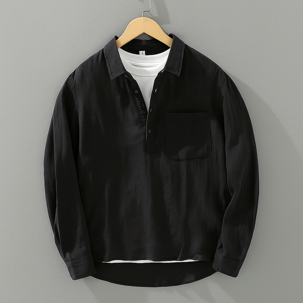 Black Linen Cotton Full Sleeves Regular Fit Kurta Shirts