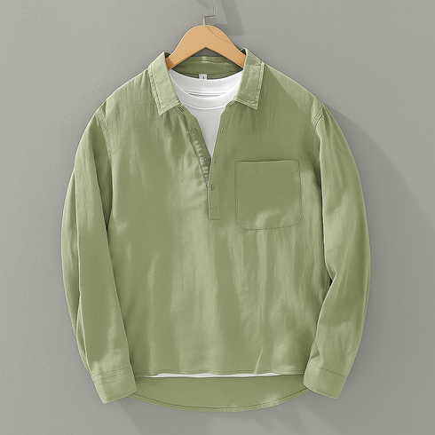 Stylish Cotton Linen Full Sleeves Regular Fit Short Kurta Shirt