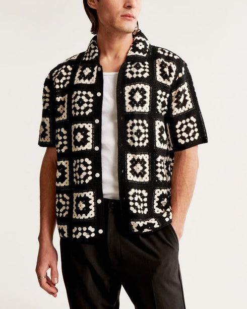Handmade Crochet granny square Men's Shirt
