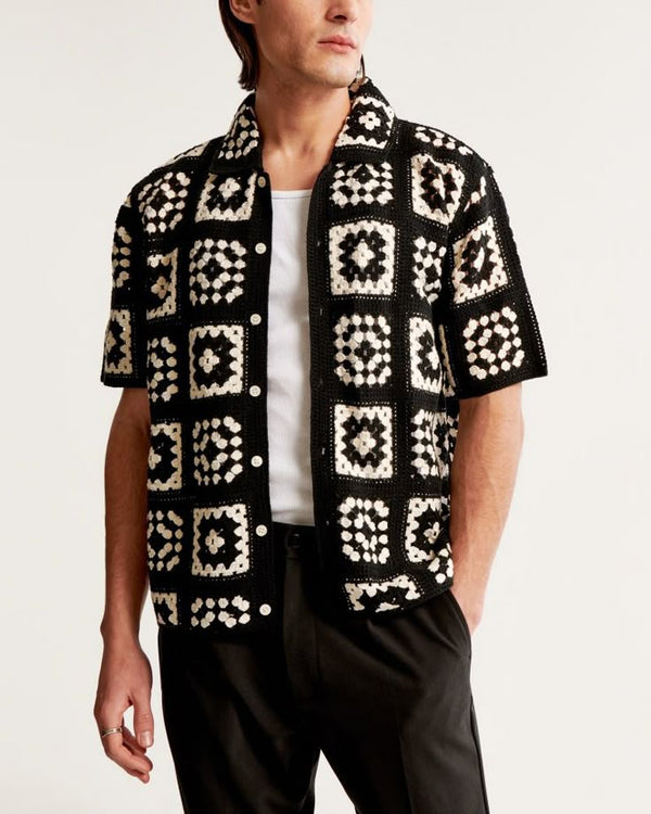 Handmade Crochet granny square Men's Shirt