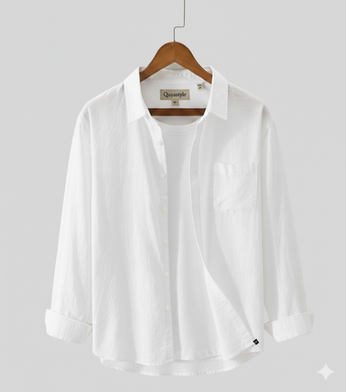 White Full Sleeves Casual Shirt