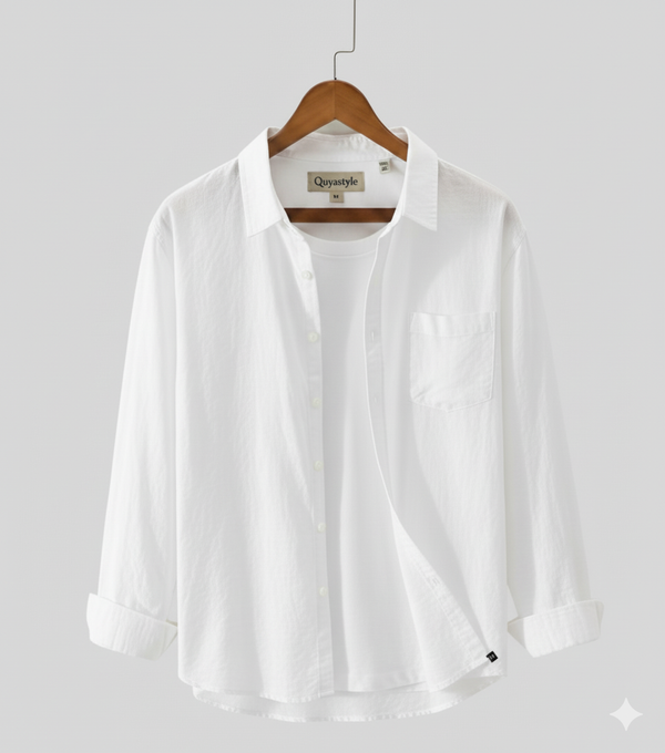 White Full Sleeves Casual Shirt