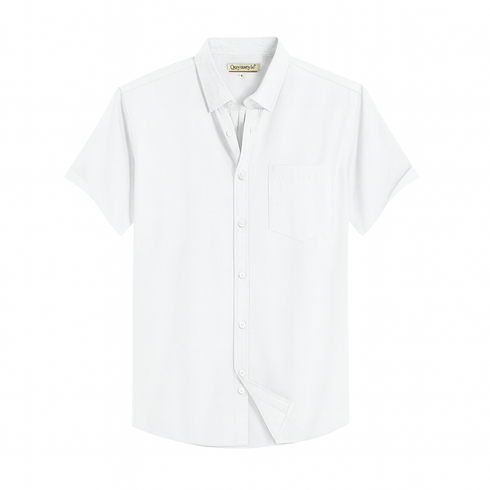 White Men's Cotton Solid Half Sleeves Casual Shirt