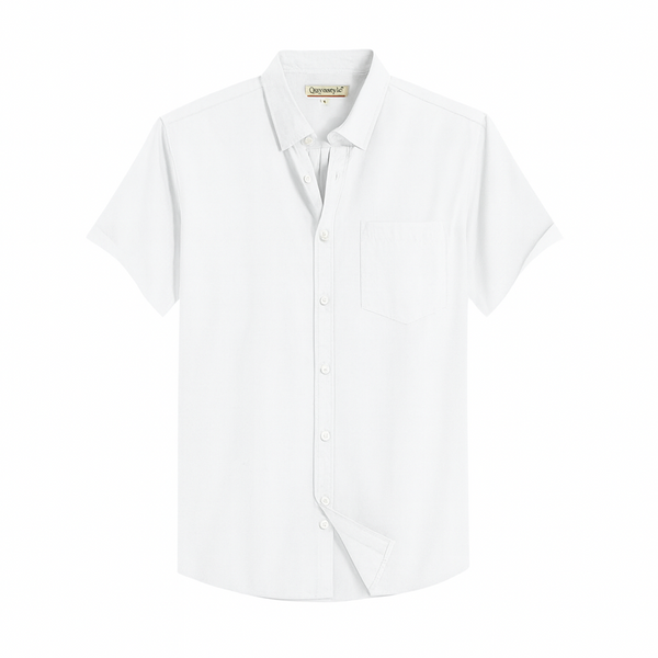 White Men's Cotton Solid Half Sleeves Casual Shirt