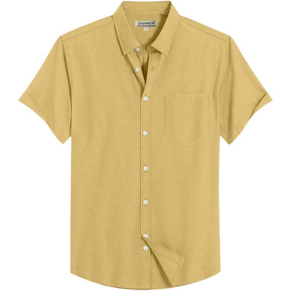 Mustard Cotton Solid Half Sleeves Shirt
