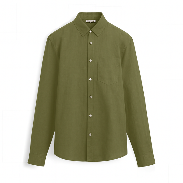 Men's Long Sleeved Casual Army Green Shirt