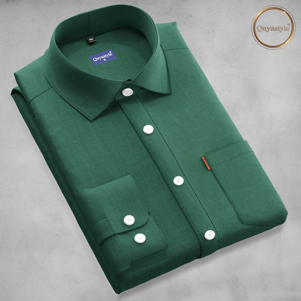 Green Full Sleeves Formal Shirts