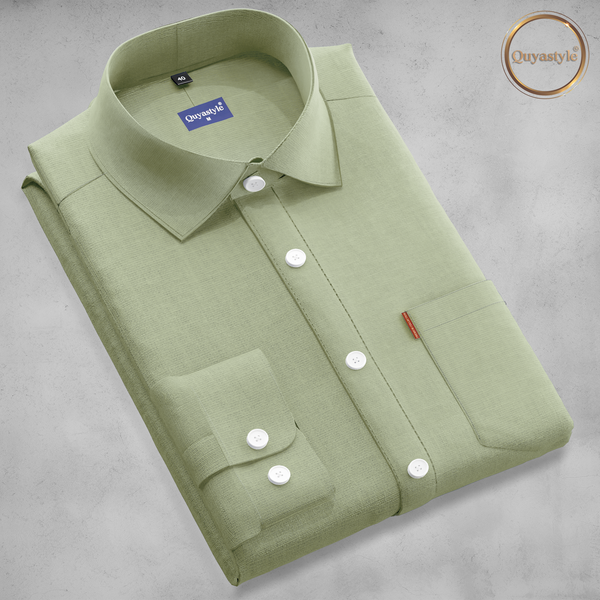 Olive Green Full Sleeves Formal Shirts