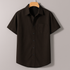 Black Oxford Regular Fit Plain Shirt Half Sleeves