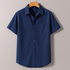 Navy Blue Oxford Regular Fit Plain Shirt Half Sleeves