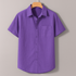 Purple Oxford Regular Fit Plain Shirt Half Sleeves