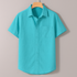 Turquoise Oxford Regular Fit Plain Shirt Half Sleeves